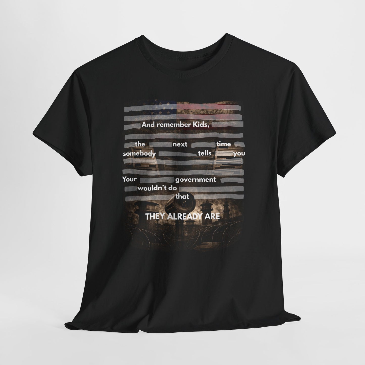 Redacted Text Quote Tee | Political Statement T-Shirt, Black Censored Bars