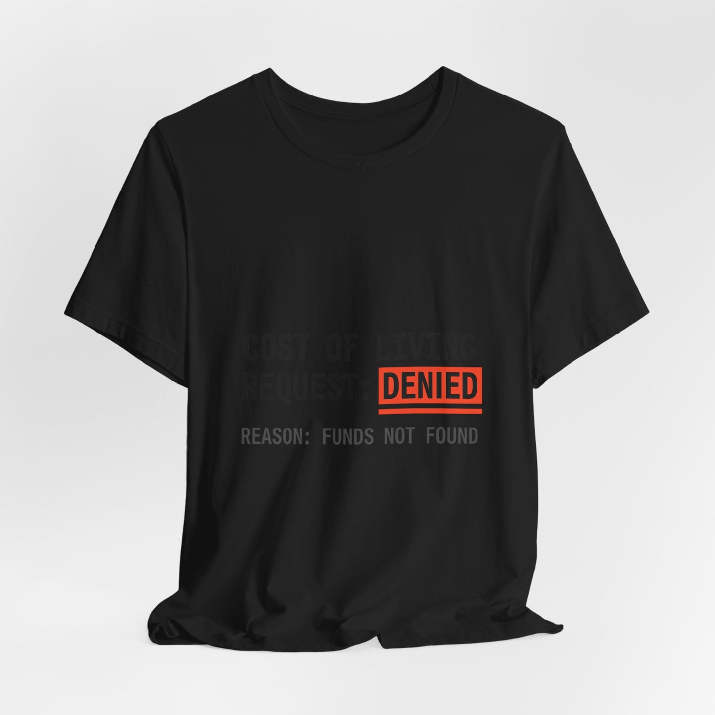 Cost of Living Request: Denied Tee | receipt aesthetic, budget humor