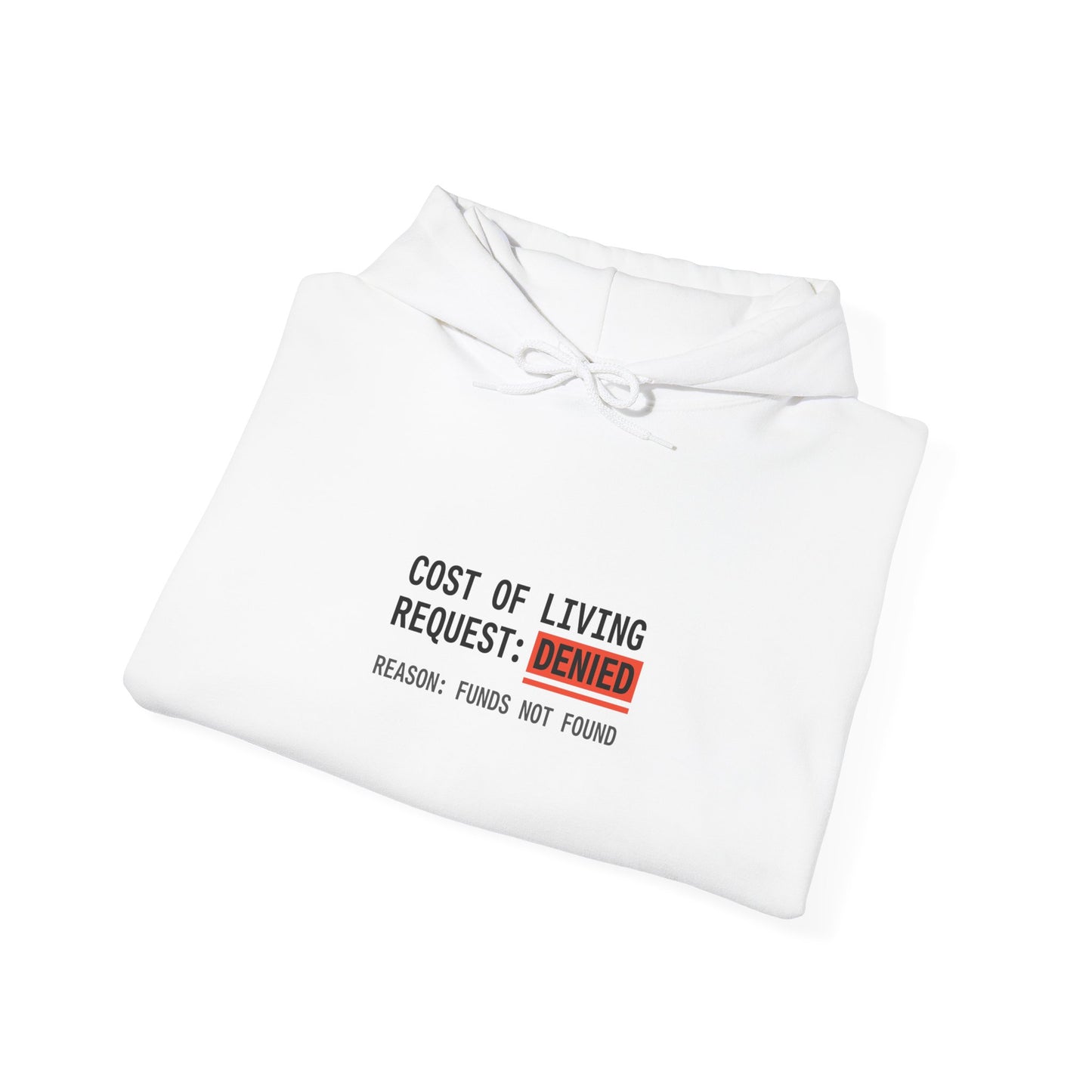 Cost of Living Request Denied Hoodie | receipt aesthetic, budget humor