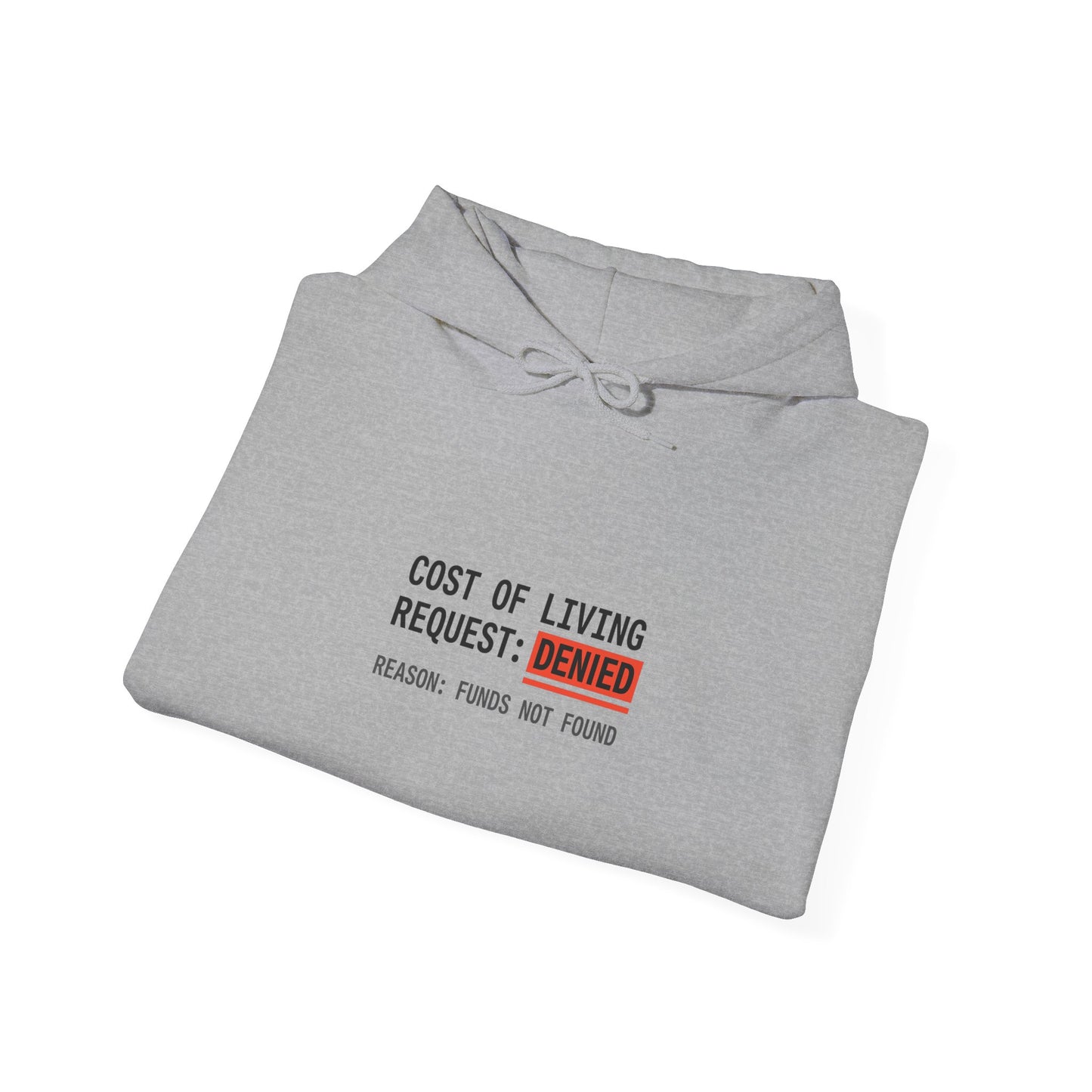 Cost of Living Request Denied Hoodie | receipt aesthetic, budget humor