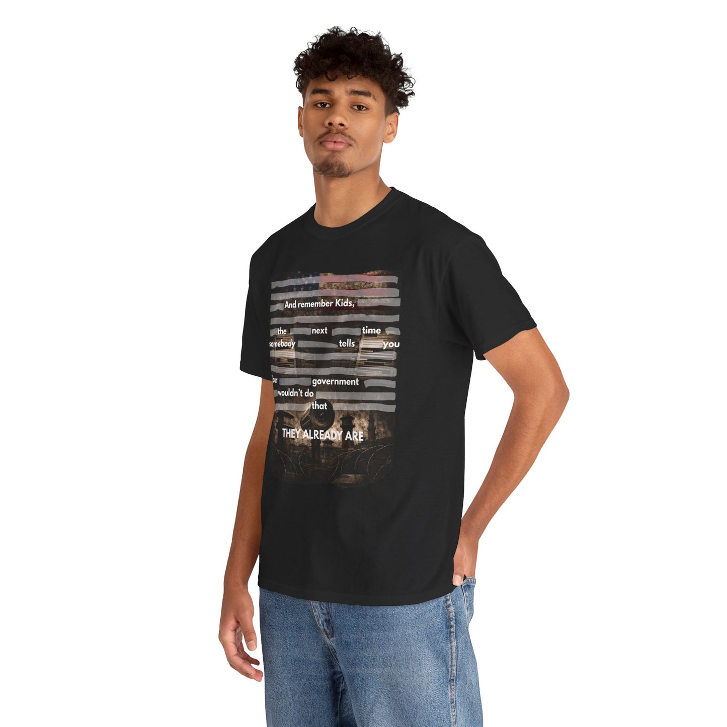 Redacted Text Quote Tee | Political Statement T-Shirt, Black Censored Bars