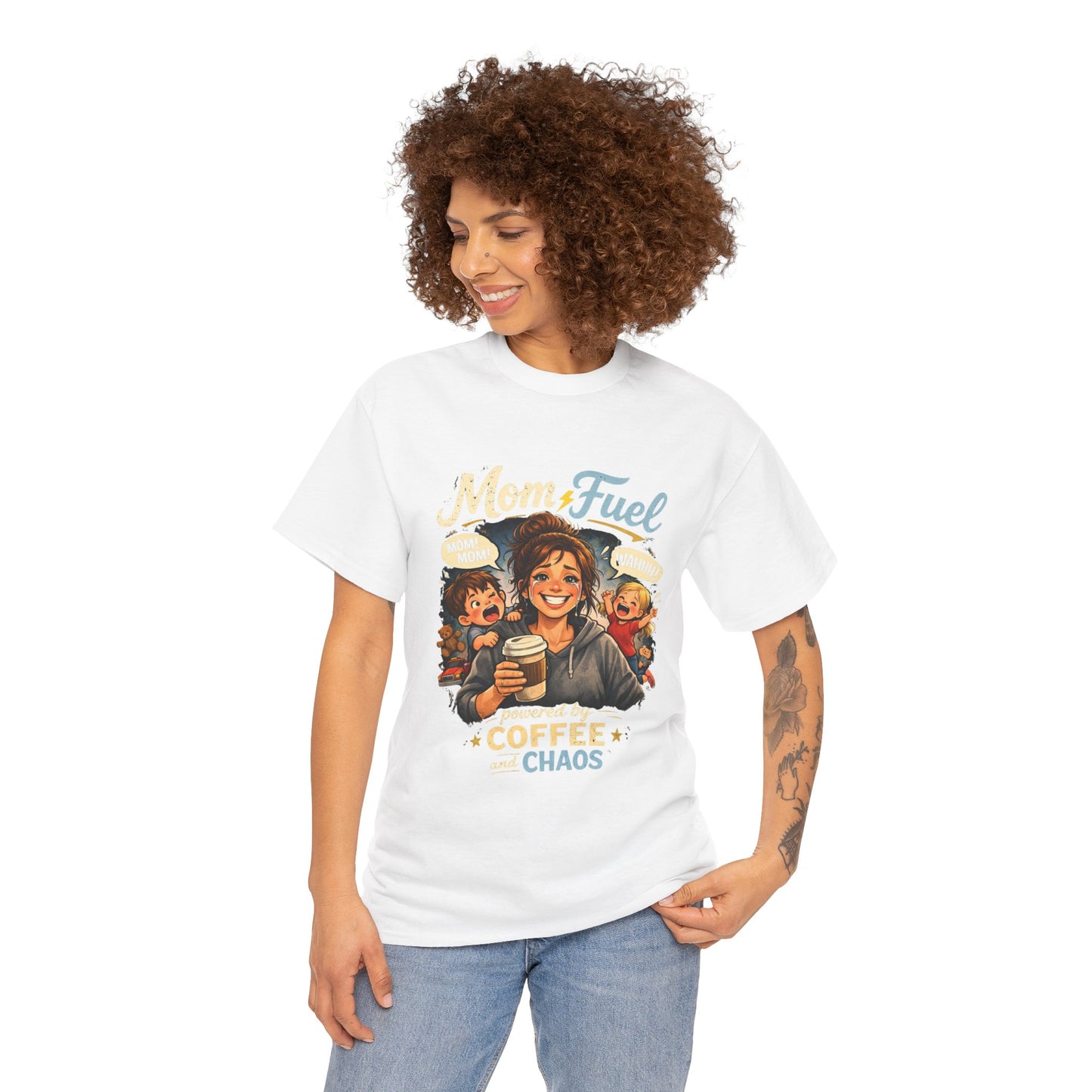 Mom Fuel Coffee & Chaos T-Shirt | Mom Coffee Shirt
