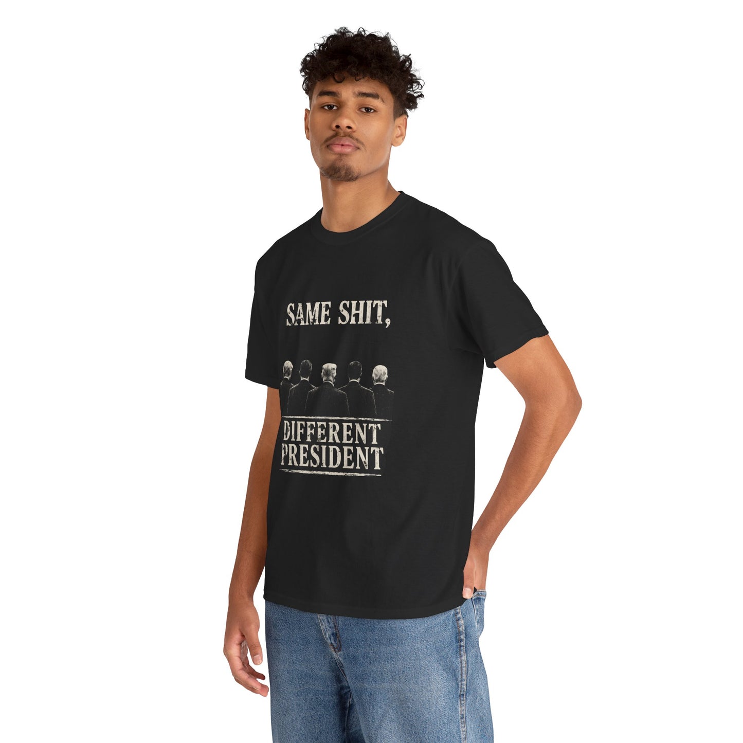 Same Shit Different President Tee | Political Satire, Distressed White Text