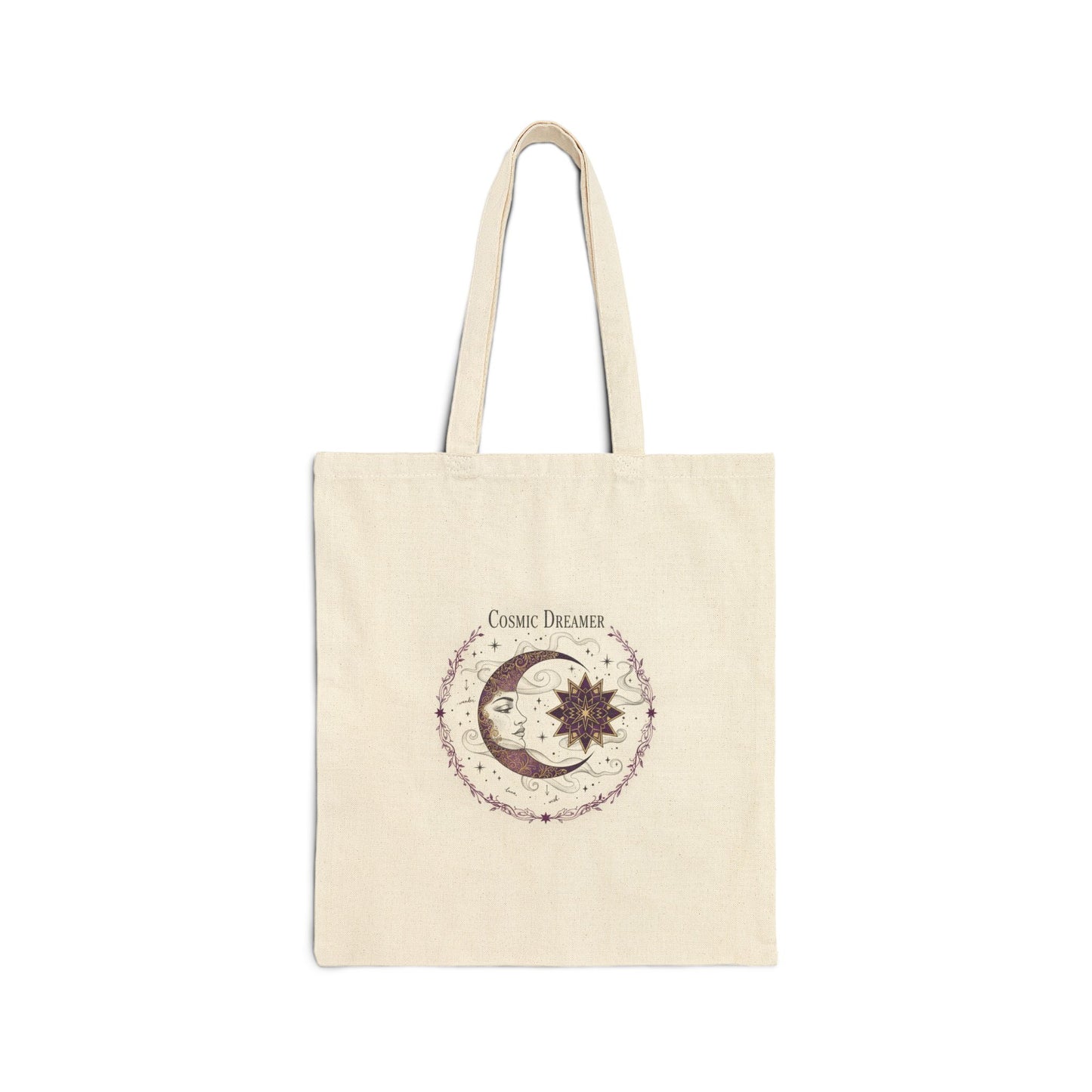 Cosmic Dreamer moon and sun tote bag | canvas tote | celestial boho print