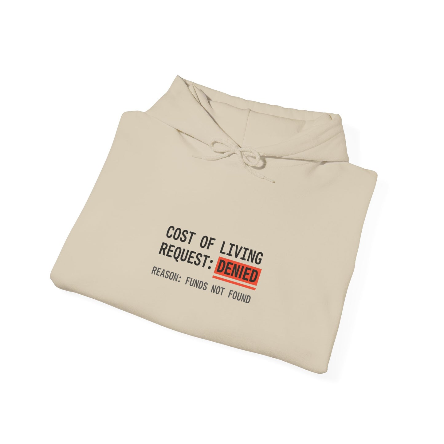 Cost of Living Request Denied Hoodie | receipt aesthetic, budget humor