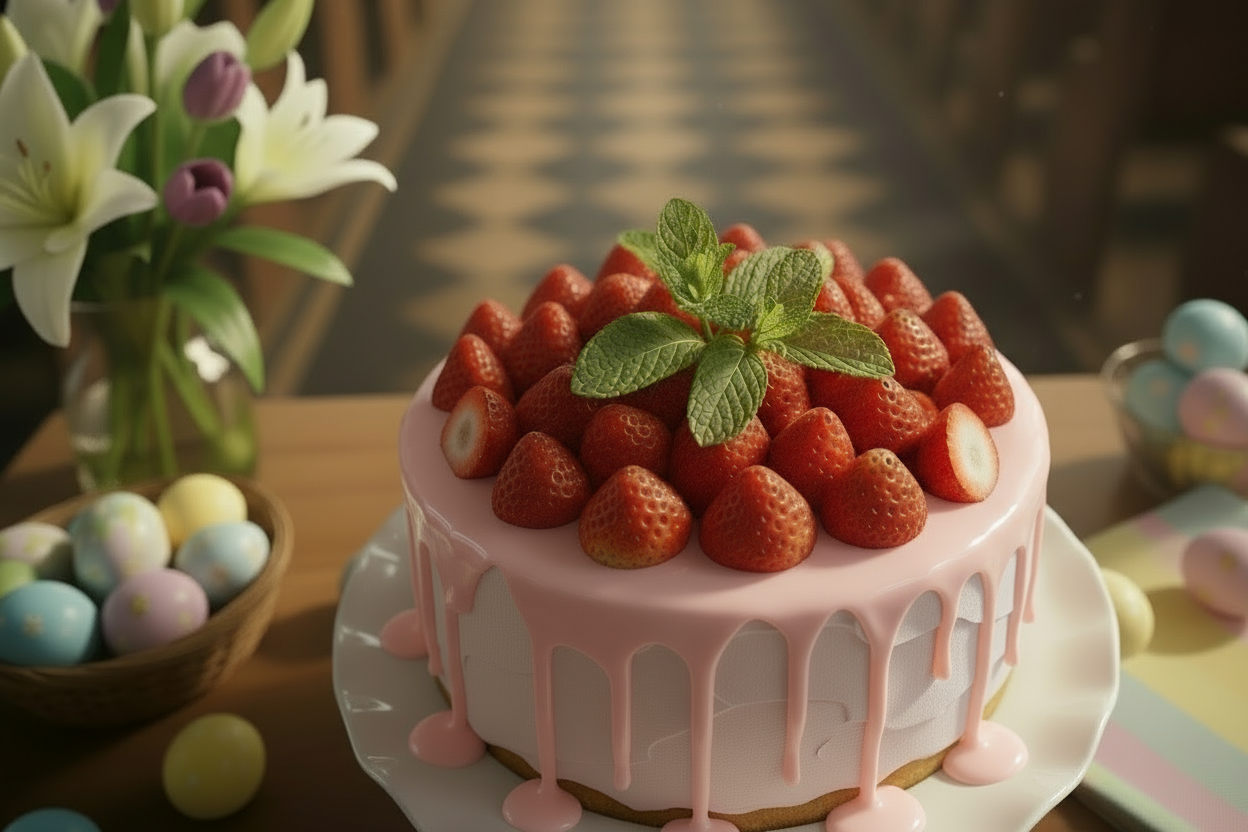 light pink strawberry syrup color and all sliced strawberries